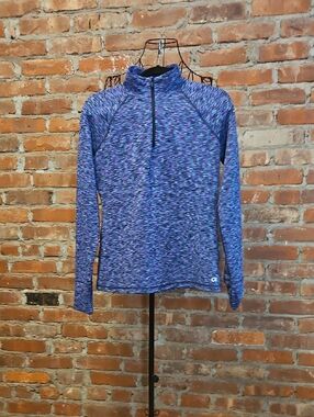 GAP FIT Women's Blue Multi-Color Quarter-Zip Long Sleeve Top